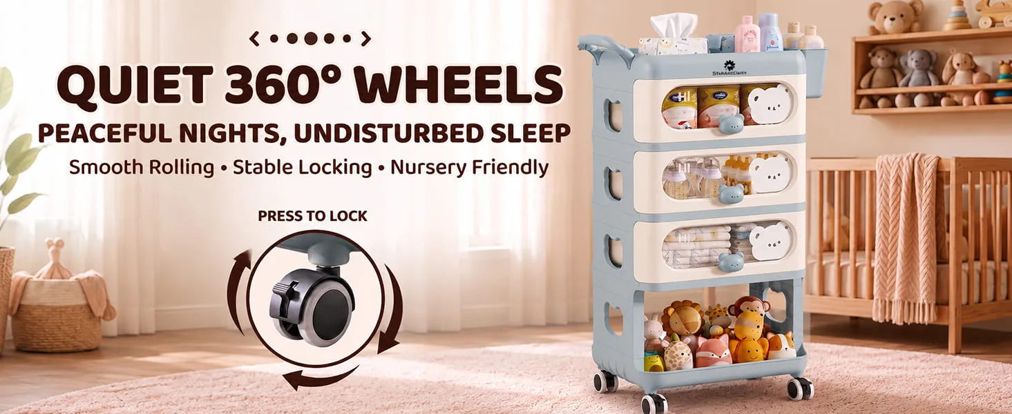 Baby Essentials Wardrobe Storage Rack with Wheels