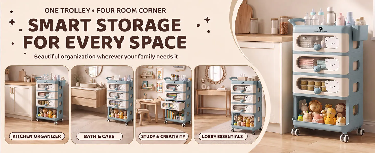 Baby Essentials Wardrobe Storage Rack with Wheels