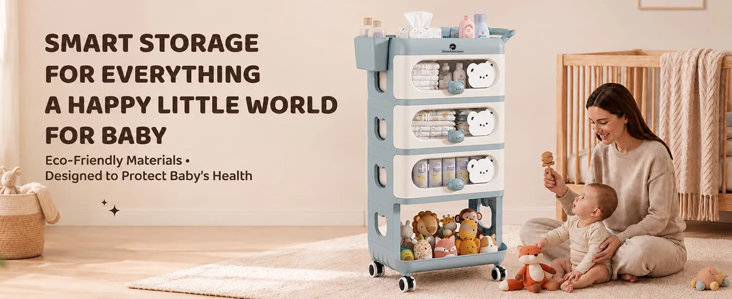 Baby Essentials Wardrobe Storage Rack with Wheels