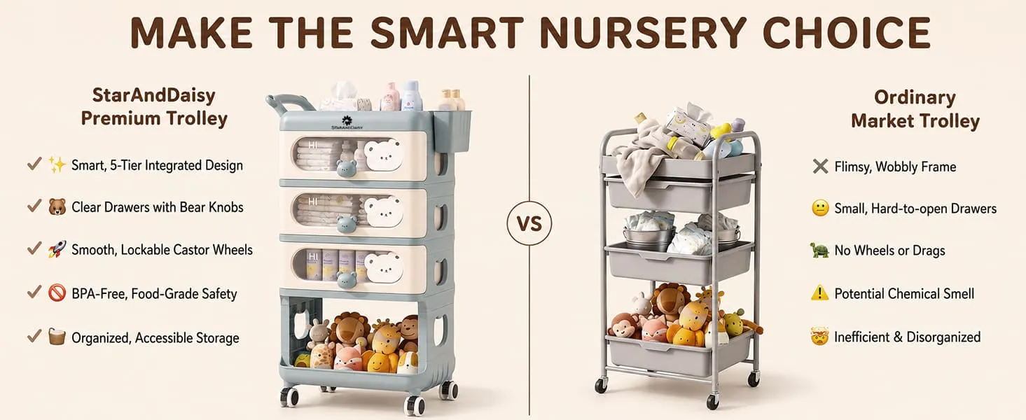 Baby Essentials Wardrobe Storage Rack with Wheels
