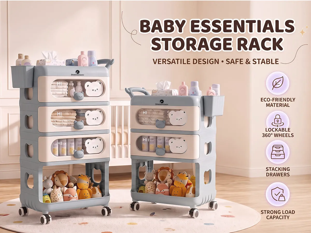 Baby Essentials Wardrobe Storage Rack with Wheels