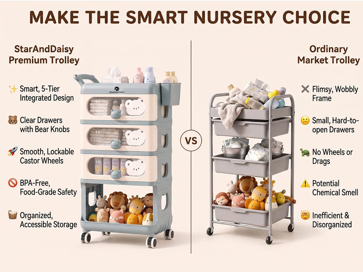 Baby Essentials Wardrobe Storage Rack with Wheels