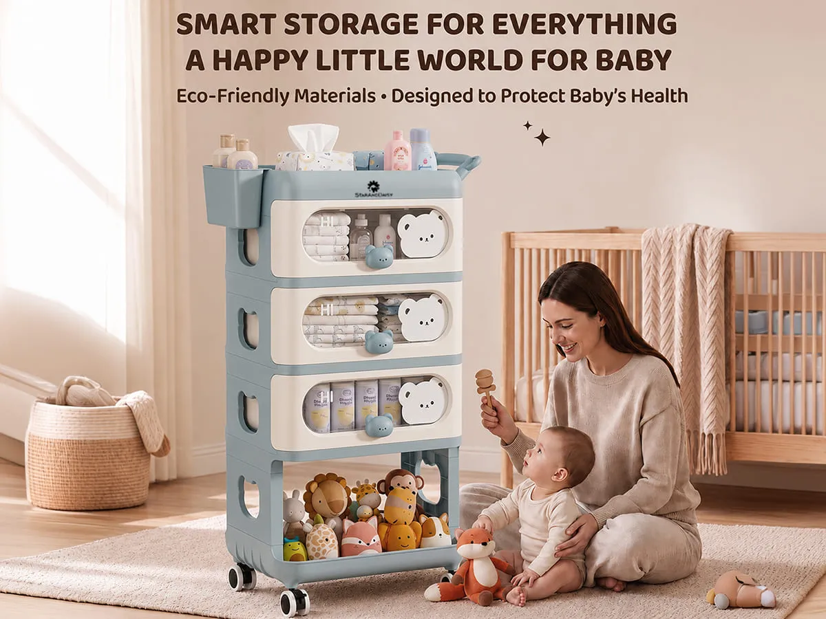 Baby Essentials Wardrobe Storage Rack with Wheels