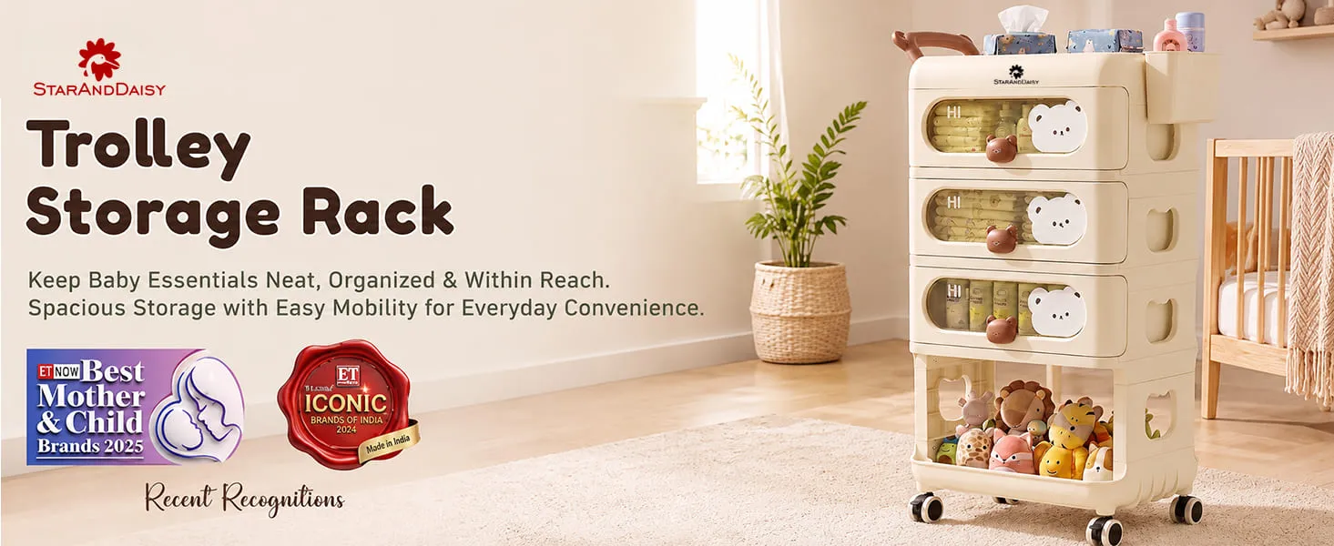 Baby Essentials Storage Rack with Wheels
