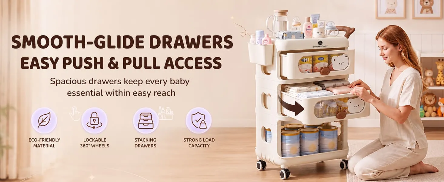 Baby Essentials Storage Rack with Wheels