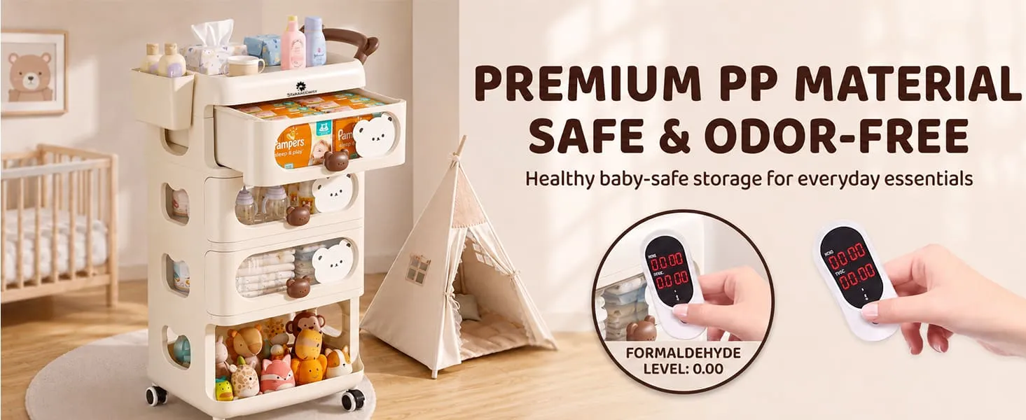 Baby Essentials Storage Rack with Wheels