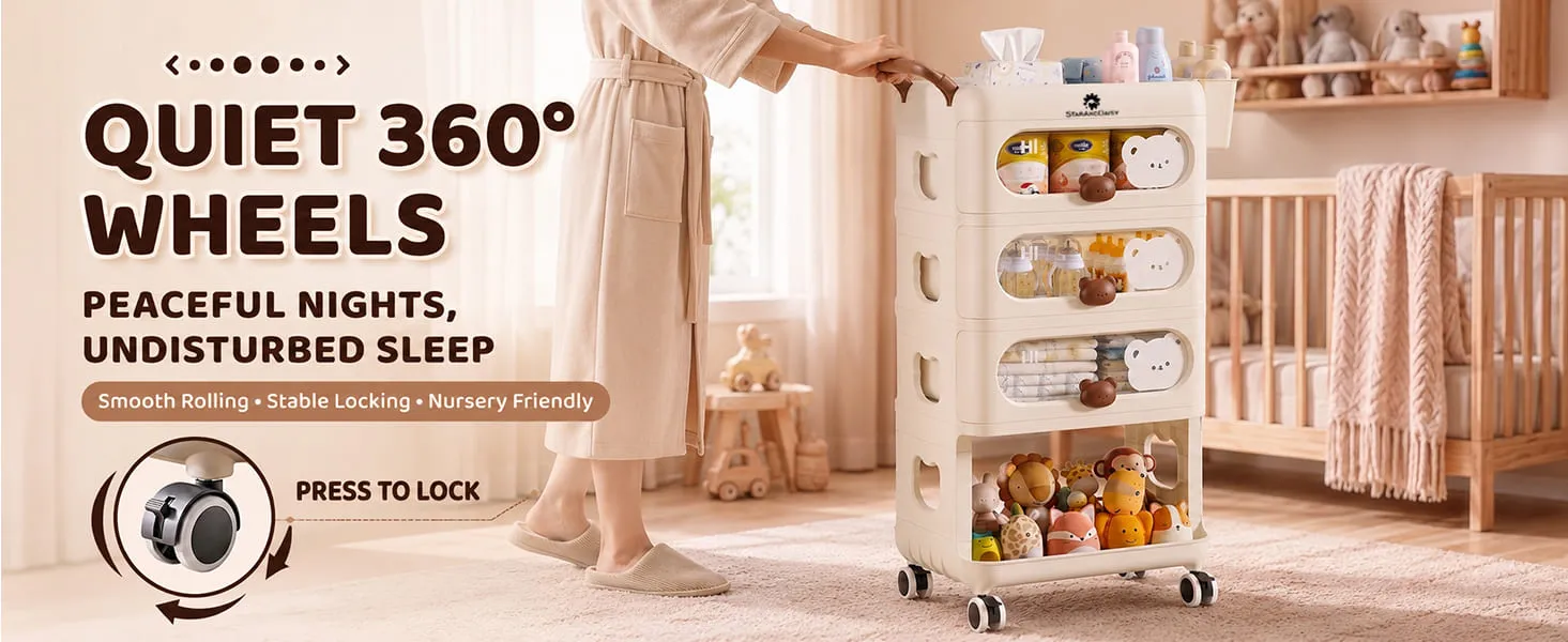 Baby Essentials Storage Rack with Wheels
