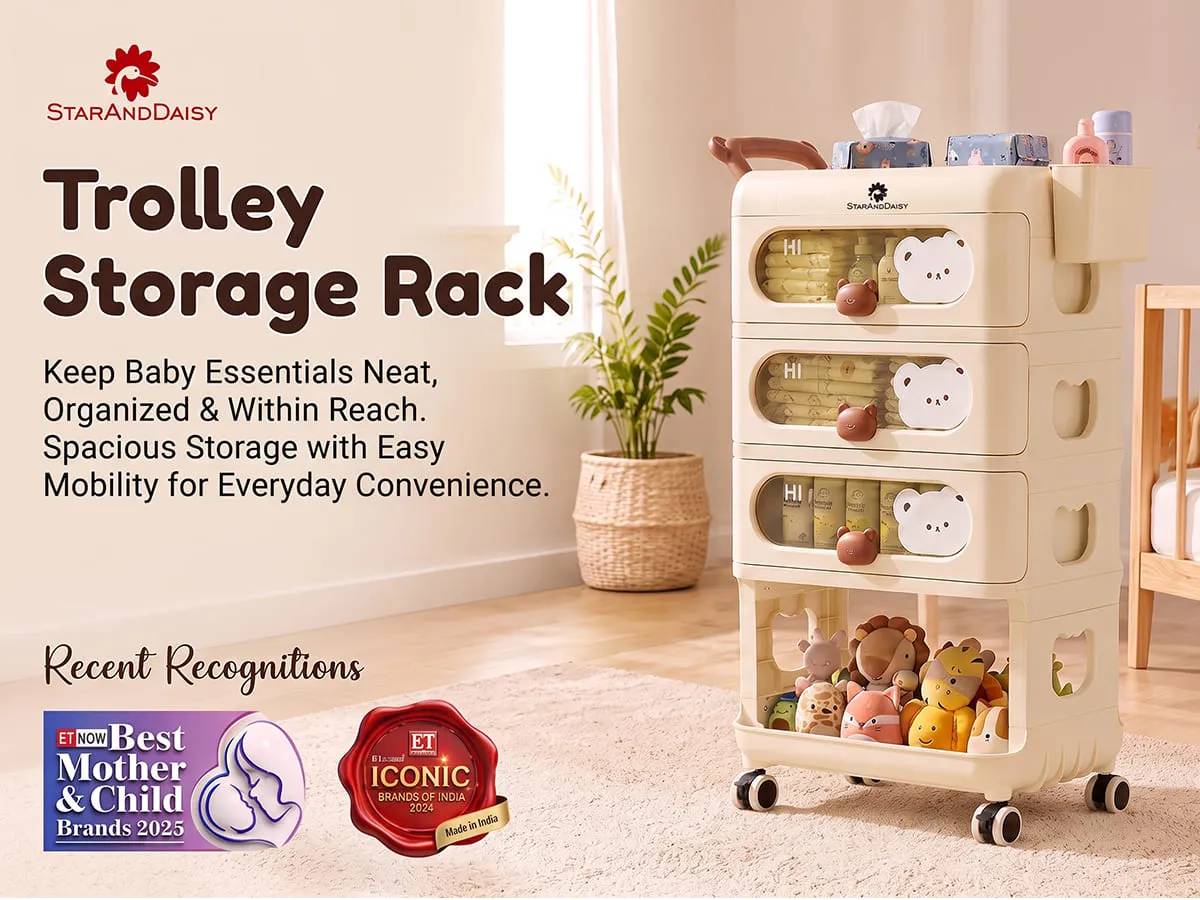 Baby Essentials Storage Rack with Wheels