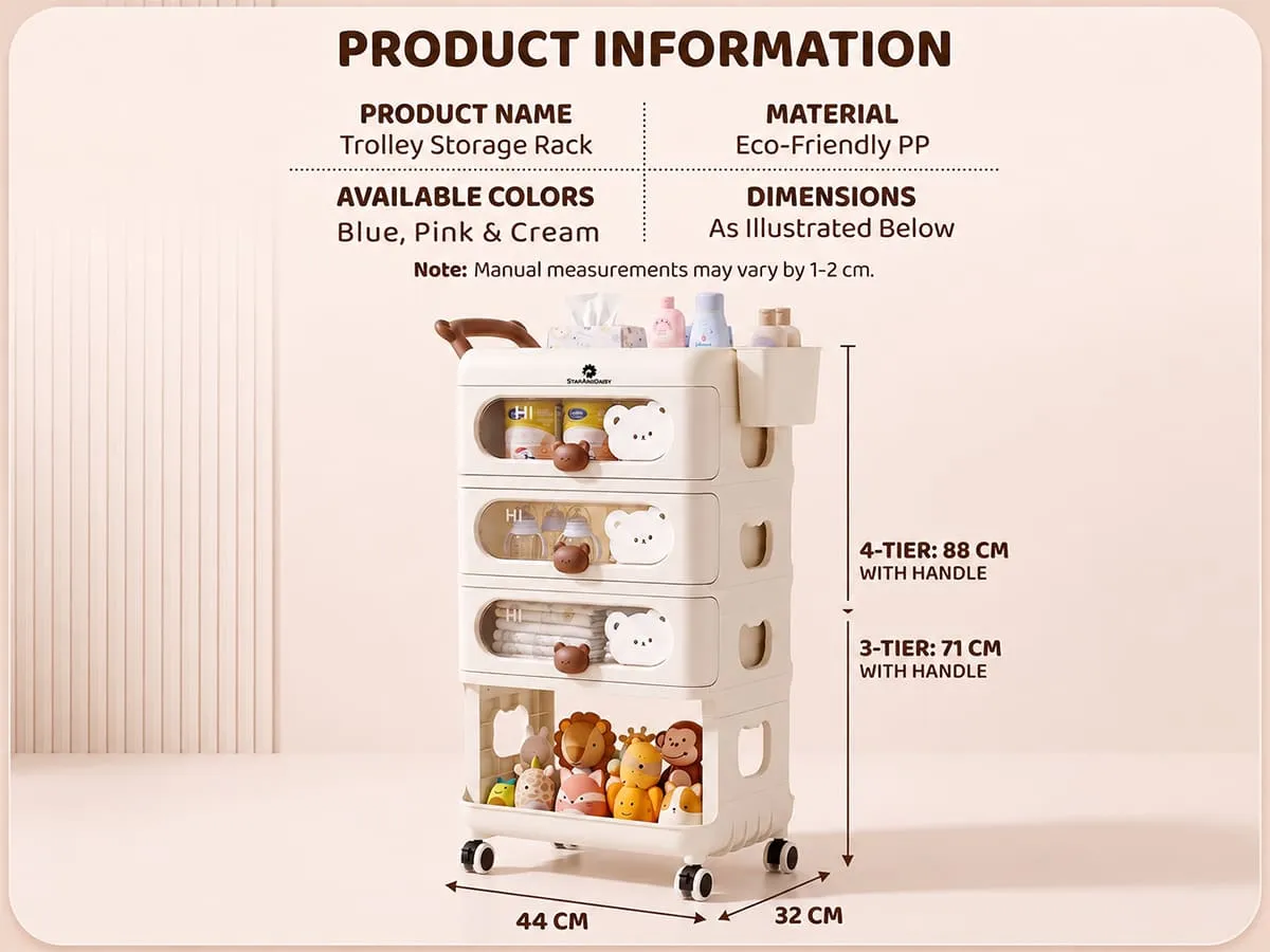 Baby Essentials Storage Rack with Wheels