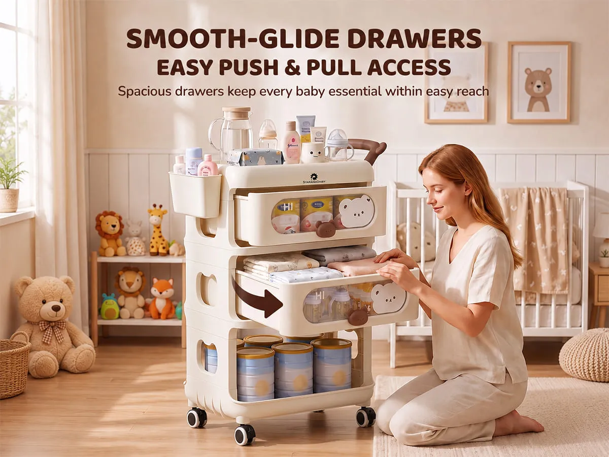 Baby Essentials Storage Rack with Wheels