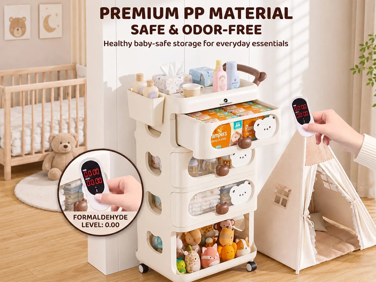 Baby Essentials Storage Rack with Wheels
