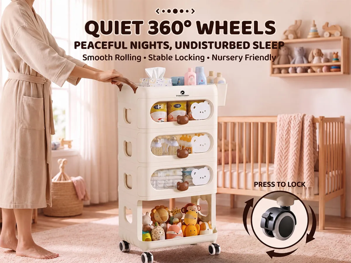 Baby Essentials Storage Rack with Wheels