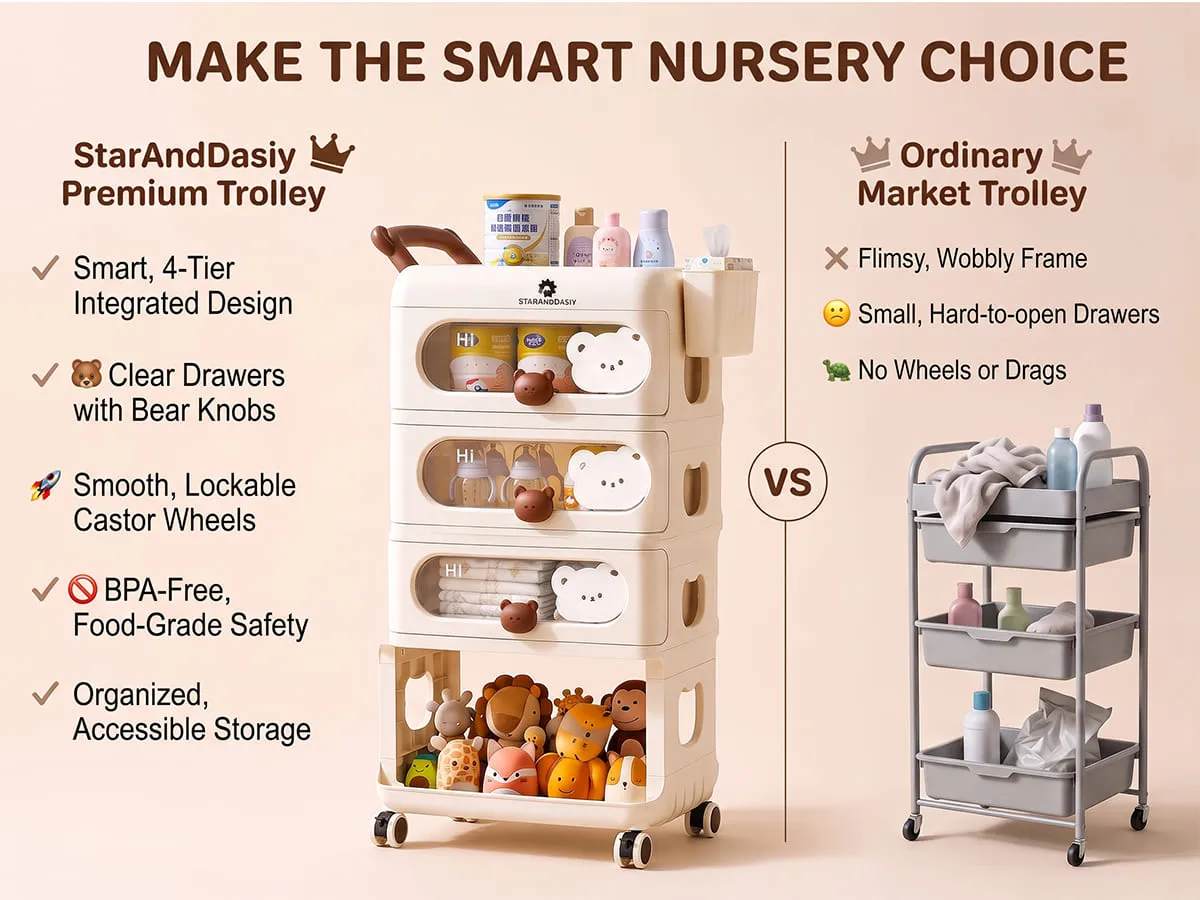 Baby Essentials Storage Rack with Wheels
