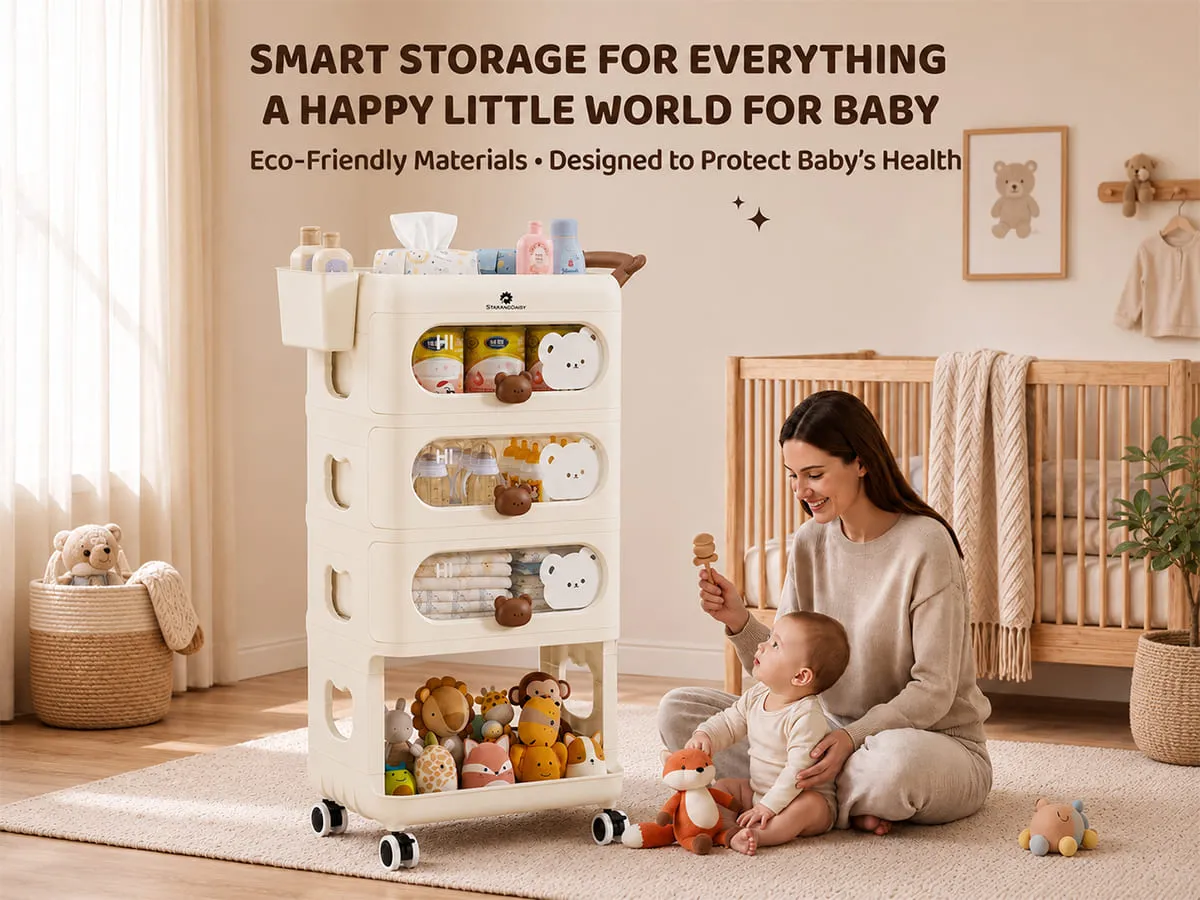 Baby Essentials Storage Rack with Wheels
