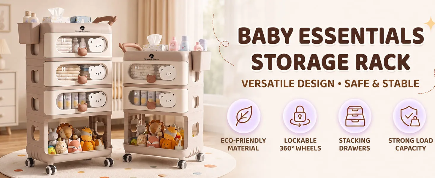 Baby Essentials Wardrobe Storage Rack with Wheels