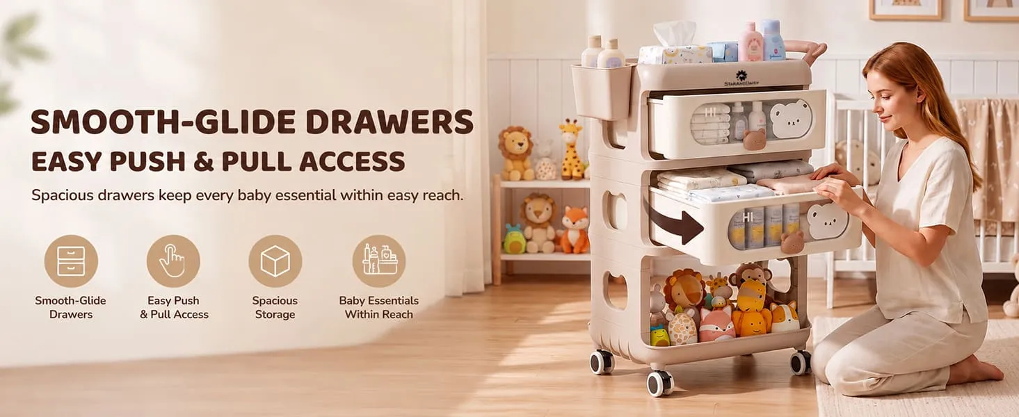 Baby Essentials Wardrobe Storage Rack with Wheels