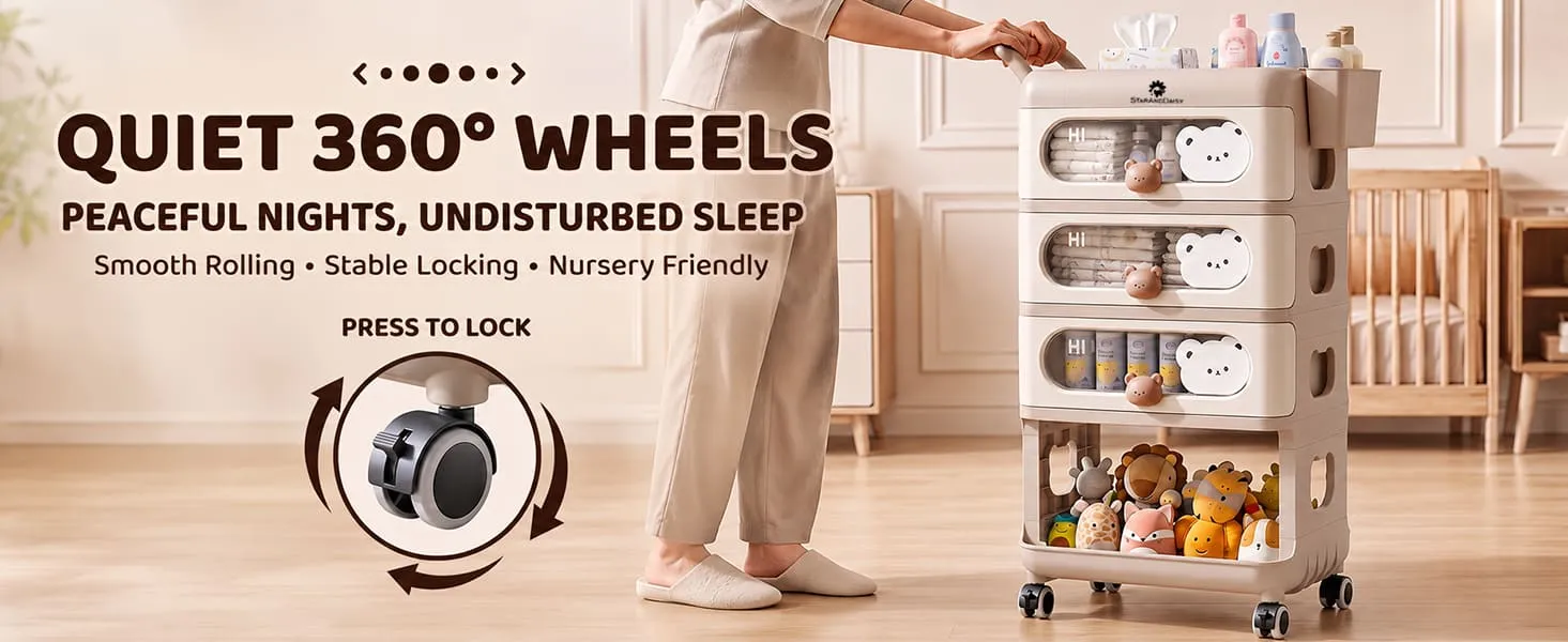 Baby Essentials Wardrobe Storage Rack with Wheels