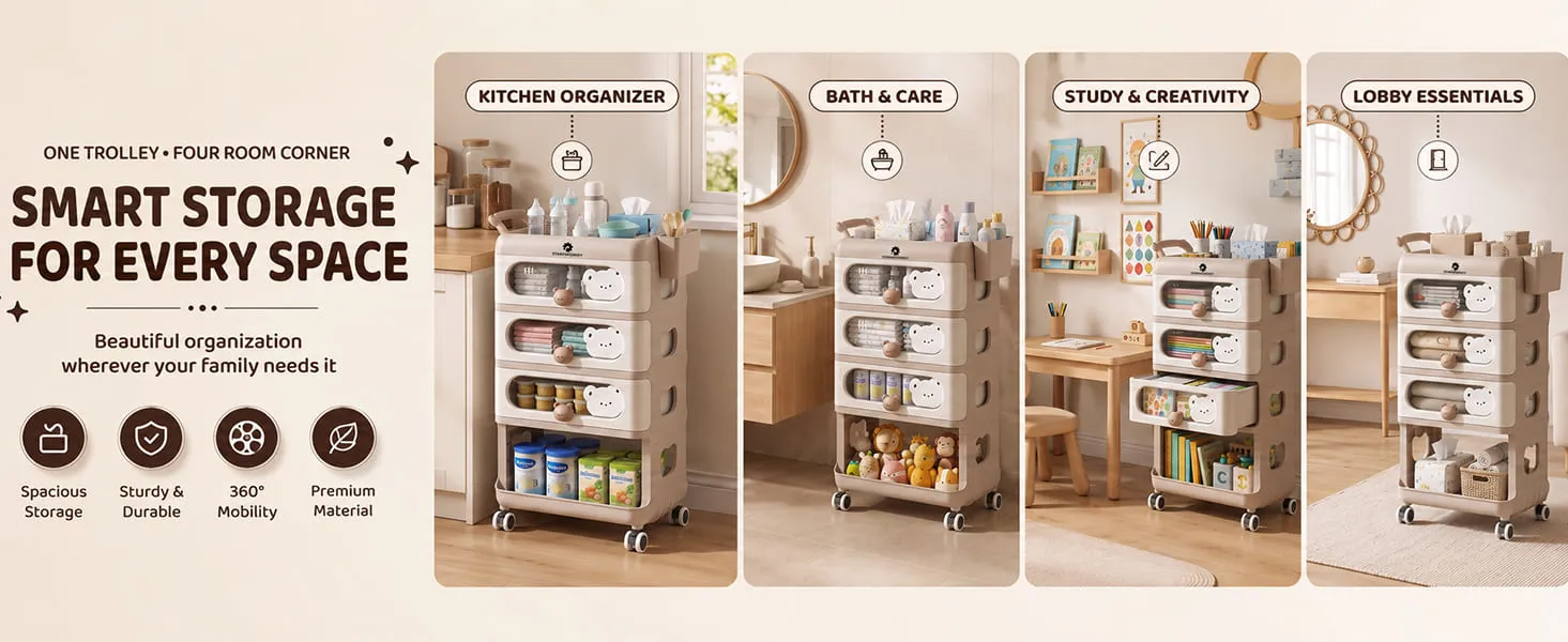 Baby Essentials Wardrobe Storage Rack with Wheels
