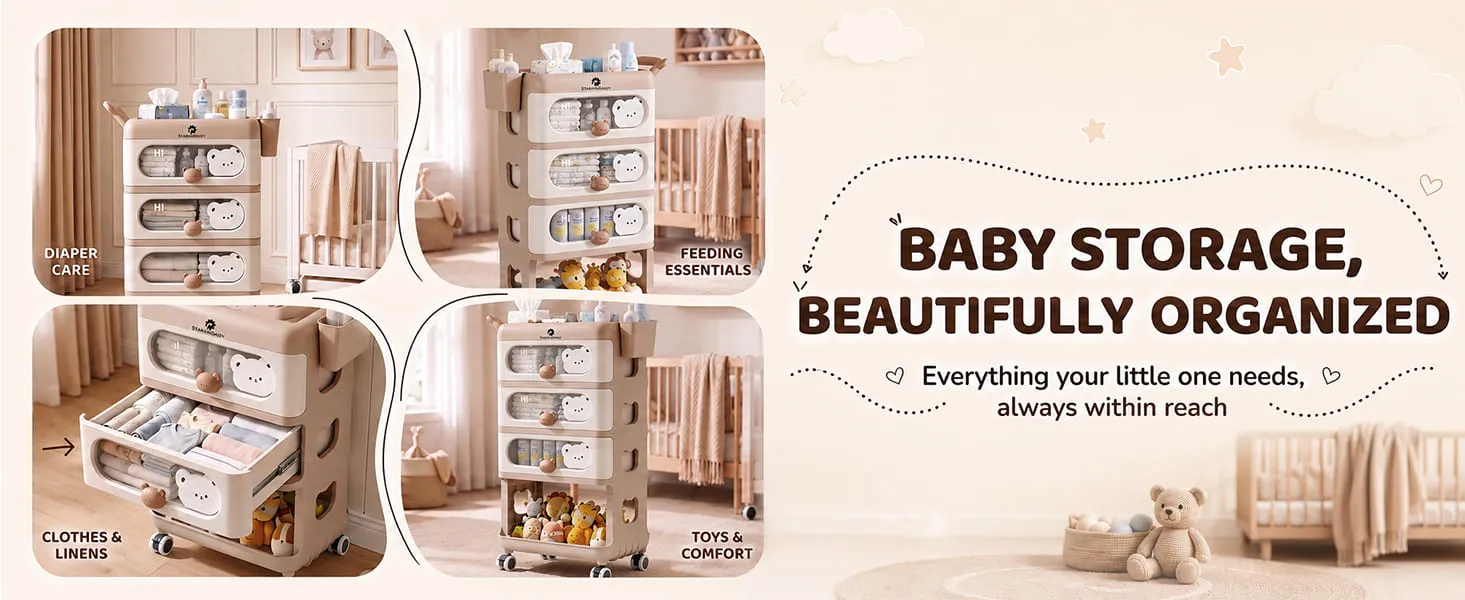 Baby Essentials Wardrobe Storage Rack with Wheels