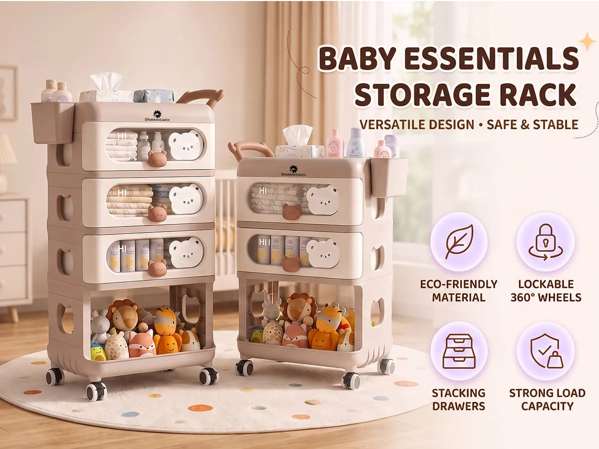 Baby Essentials Wardrobe Storage Rack with Wheels