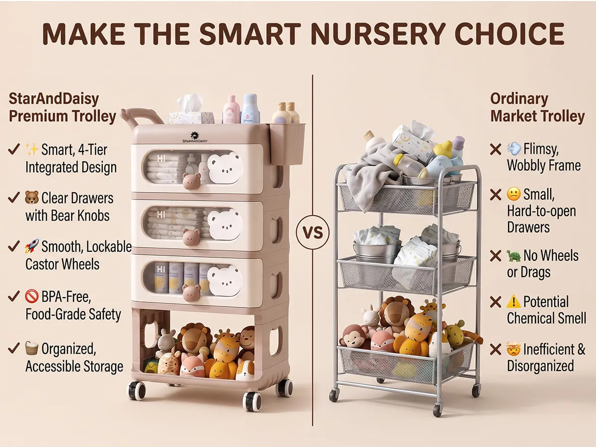Baby Essentials Wardrobe Storage Rack with Wheels