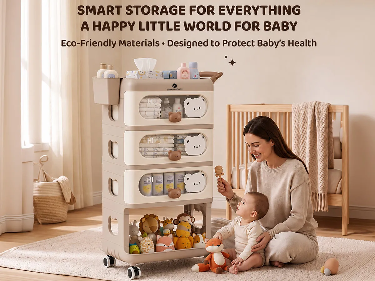 Baby Essentials Wardrobe Storage Rack with Wheels