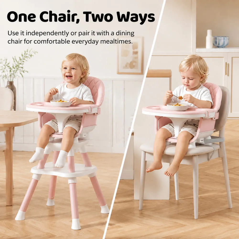 2 way sitting Multifunctional Dining Baby High Chair pink