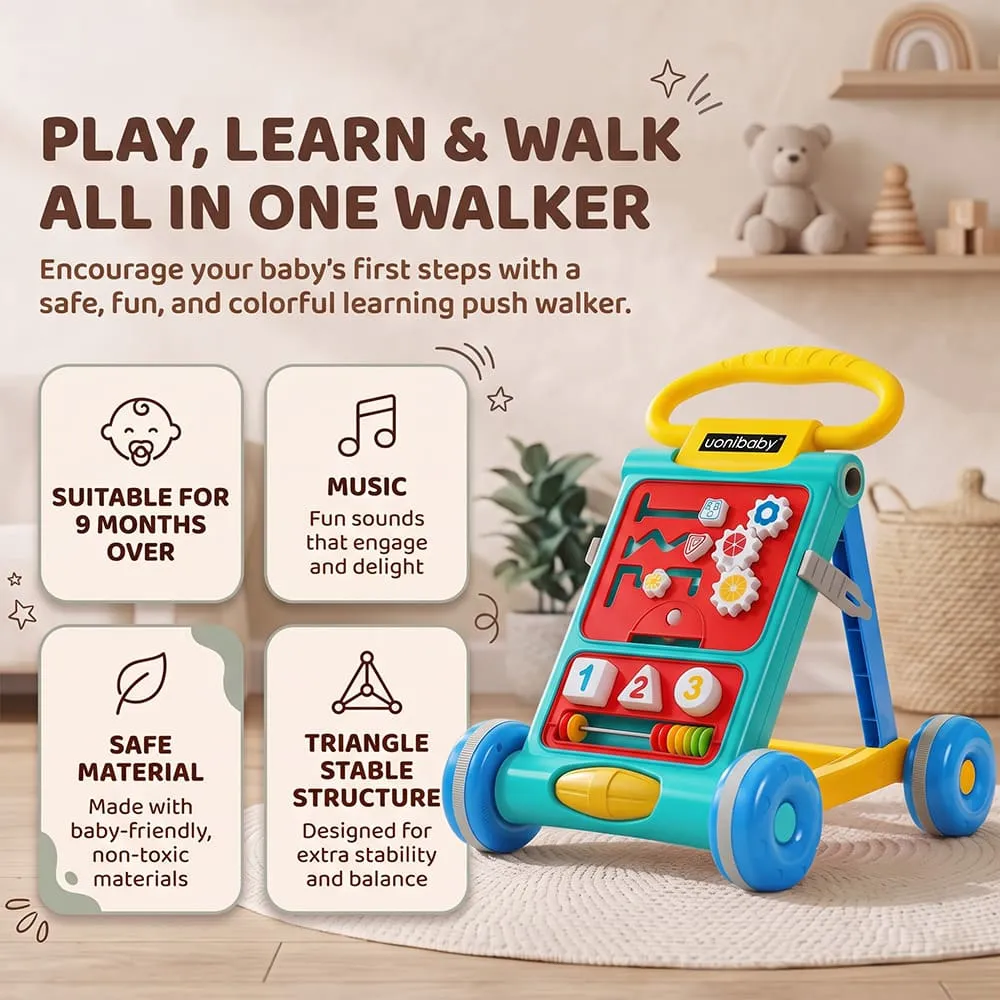 3 in 1 uonibaby activity push walker blue