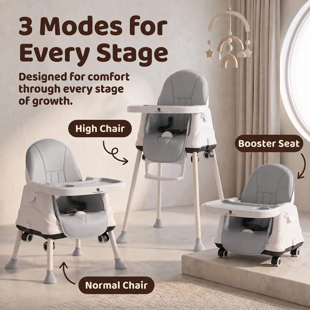 3 modes for every stage 4 in 1 Baby high chair grey