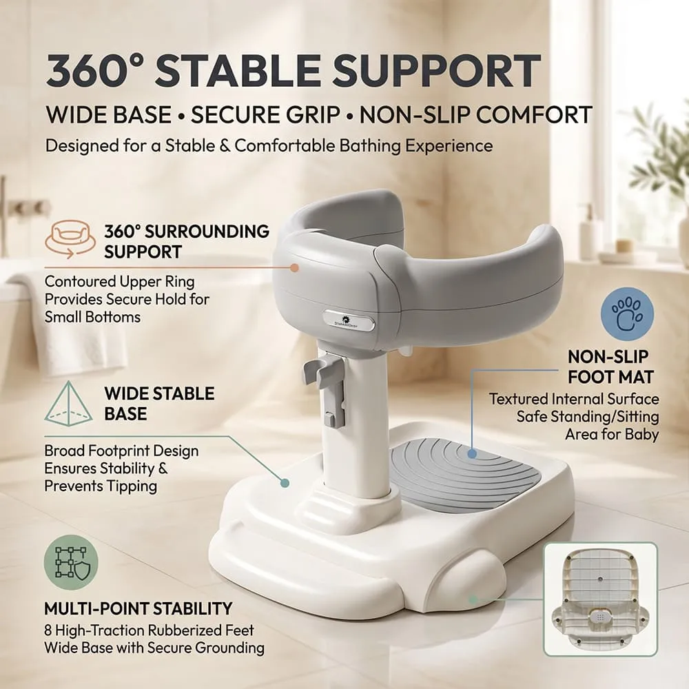 360 stable support Multifunctional Baby Bath shower stand grey