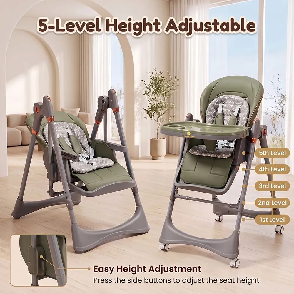 5 level height adjustment 2 in 1 Swing Royal High Chair green