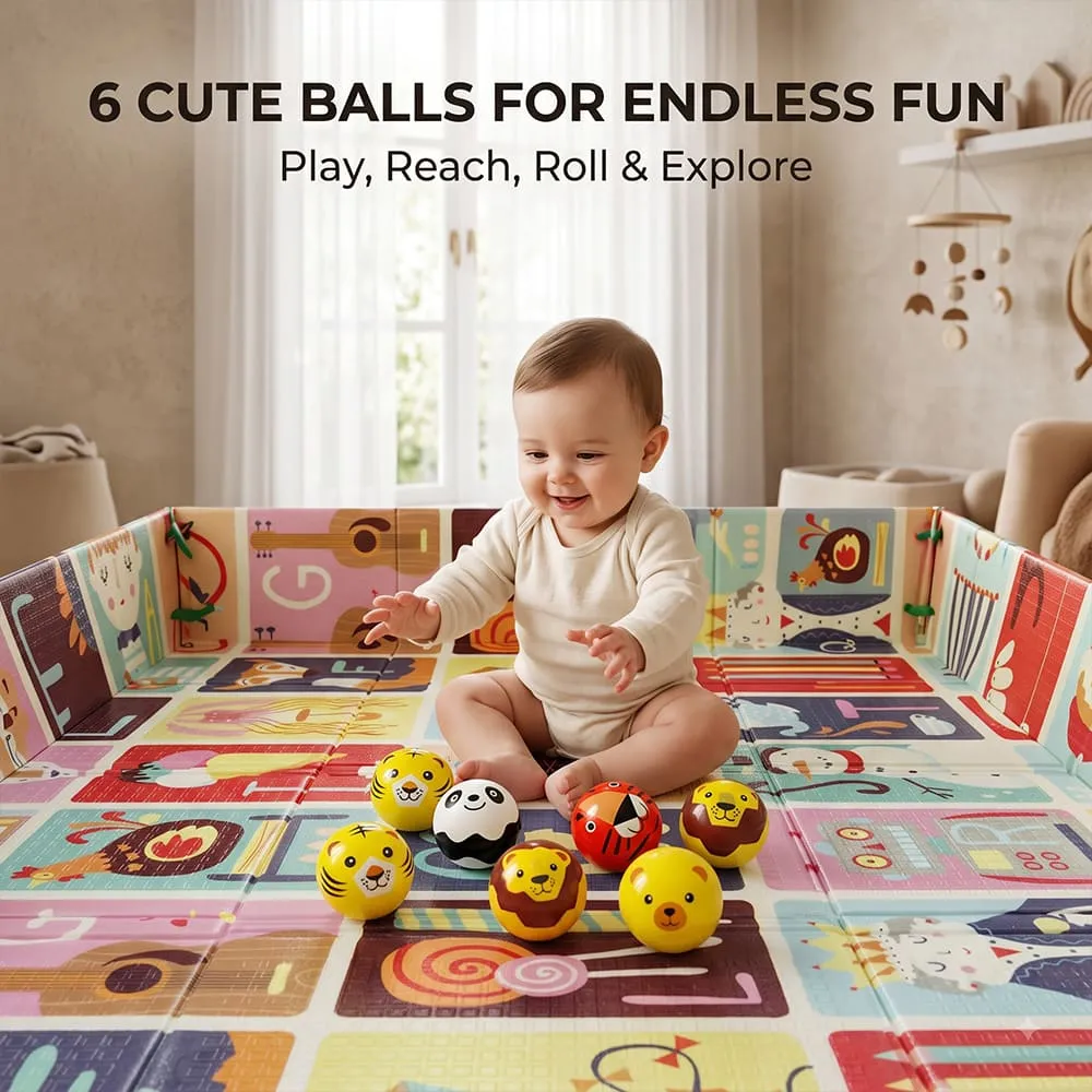 6 cute cartoon ball with Baby playmat and playpen Abstract print 6mm