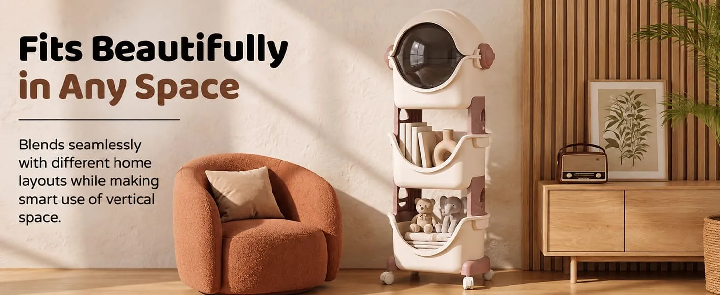 Astronaut 3-Tier Storage Organizer with Cover & Lockable Wheels