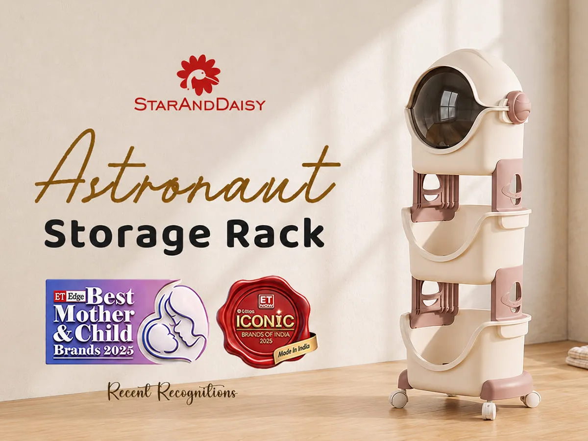 Astronaut 3-Tier Storage Organizer with Cover & Lockable Wheels
