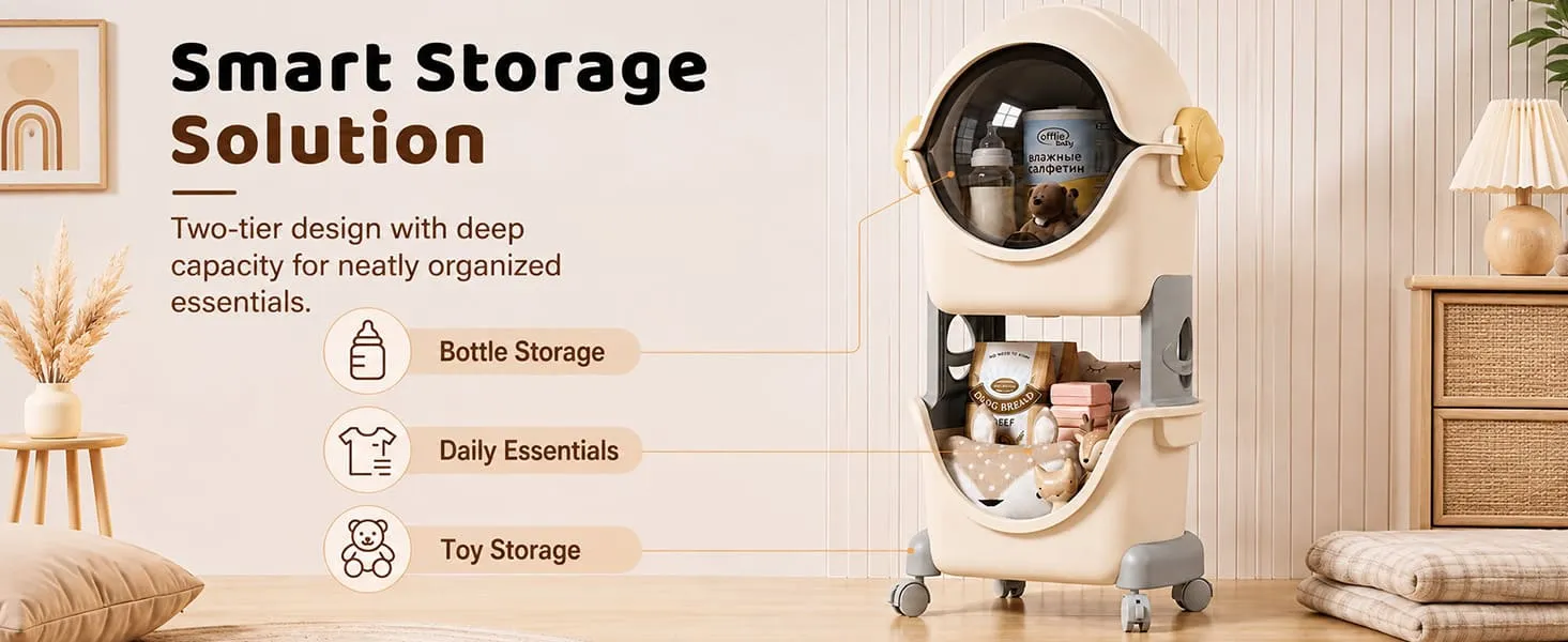 Astronaut 2-Tier Storage Organizer with Flip Cover