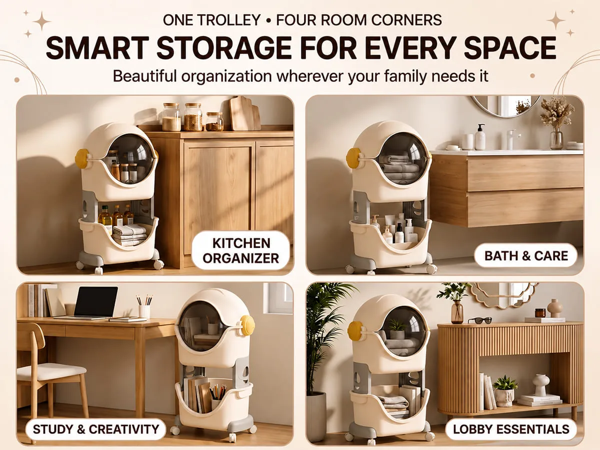 Astronaut 2-Tier Storage Organizer with Flip Cover
