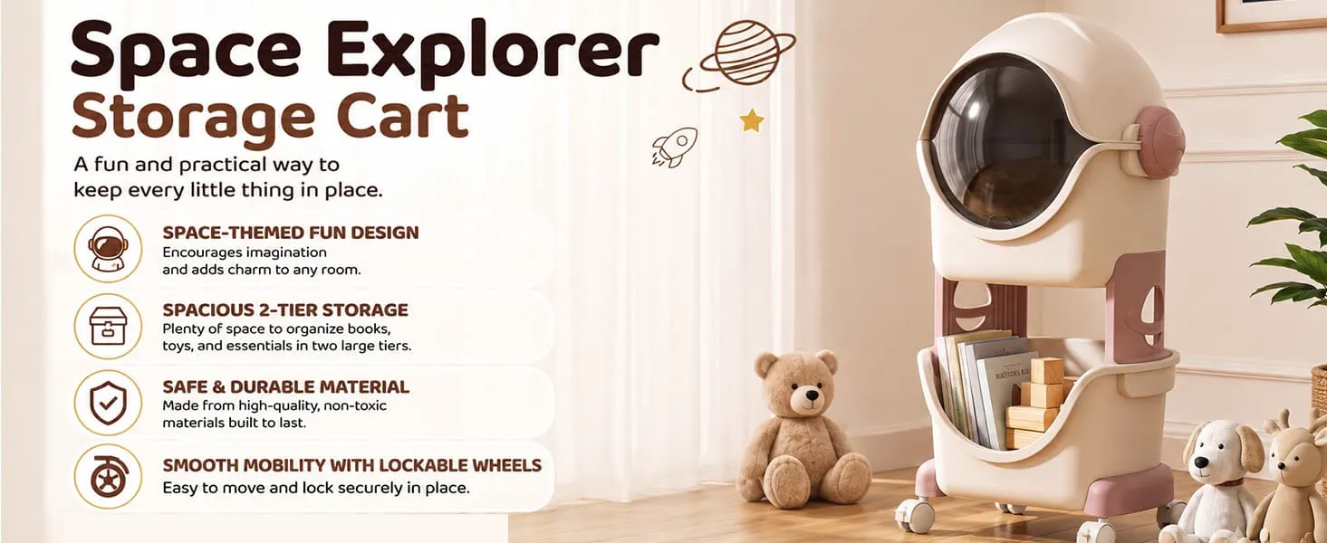 Astronaut 2-Tier Storage Organizer with Flip Cover