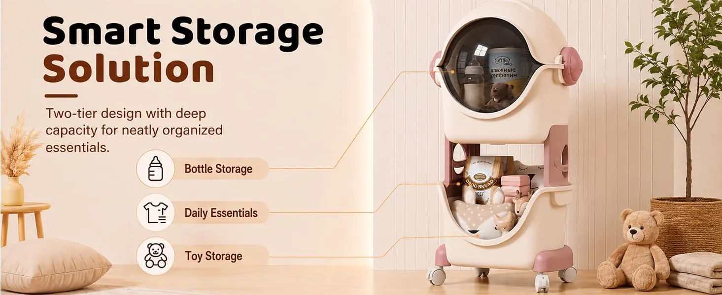 Astronaut 2-Tier Storage Organizer with Flip Cover