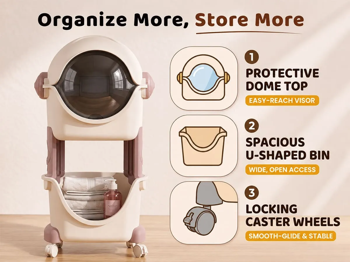 Astronaut 2-Tier Storage Organizer with Flip Cover