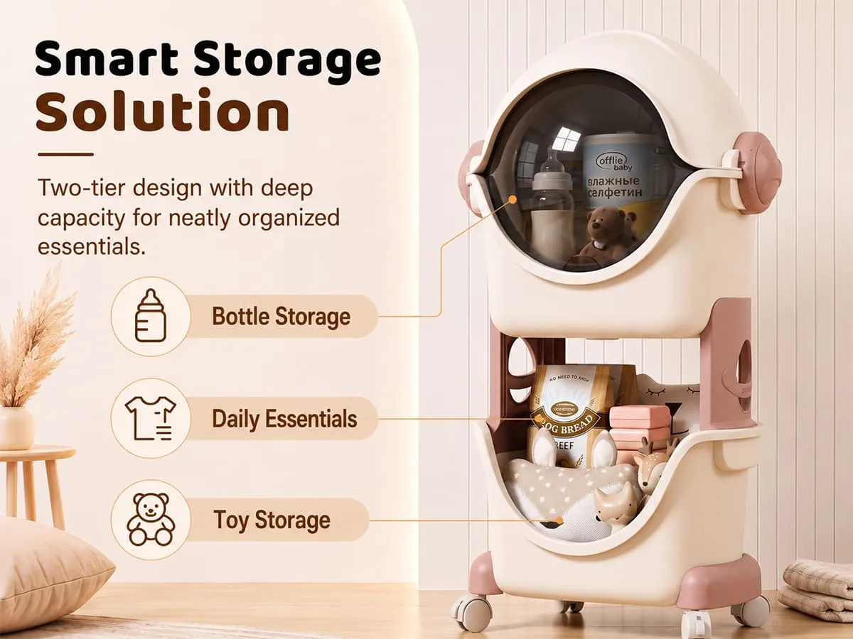 Astronaut 2-Tier Storage Organizer with Flip Cover