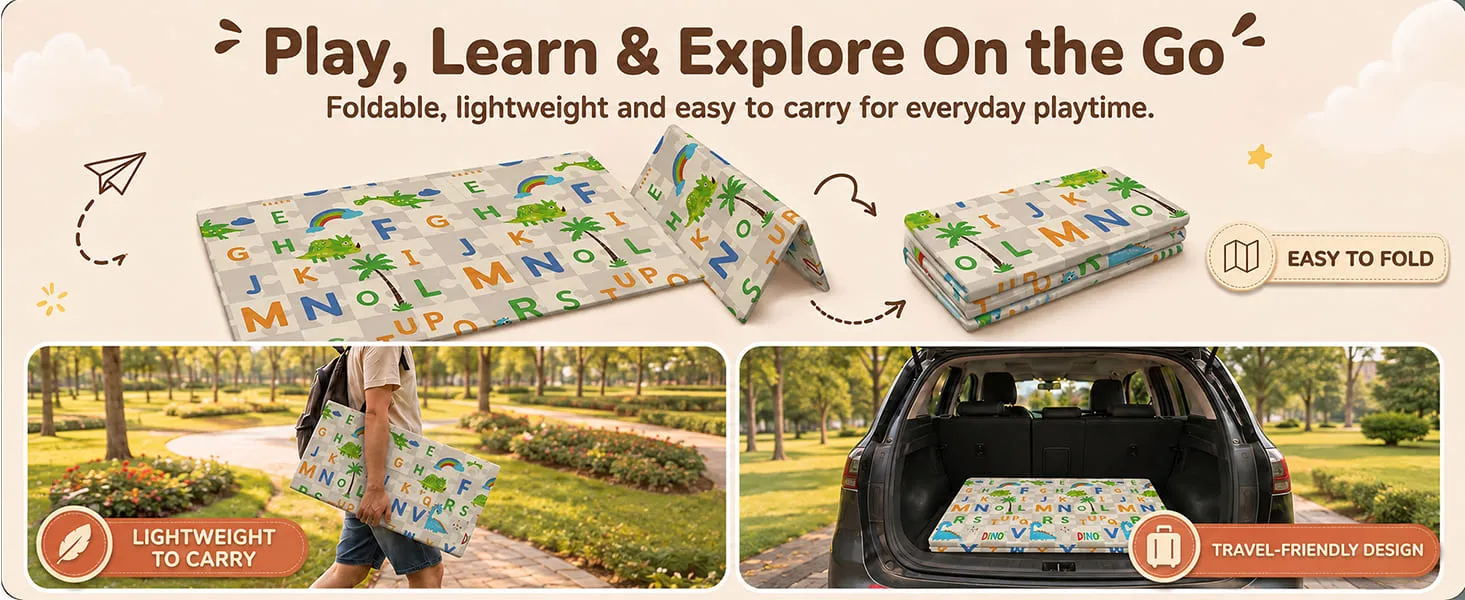 Baby Play Mat 6 × 5 ft, 6mm Thick Foldable XPE Foam Mat