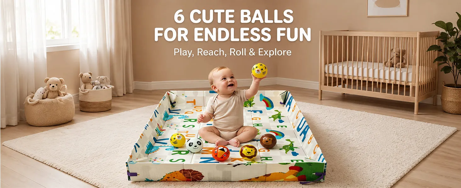 Baby Play Mat 6 × 5 ft, 6mm Thick Foldable XPE Foam Mat