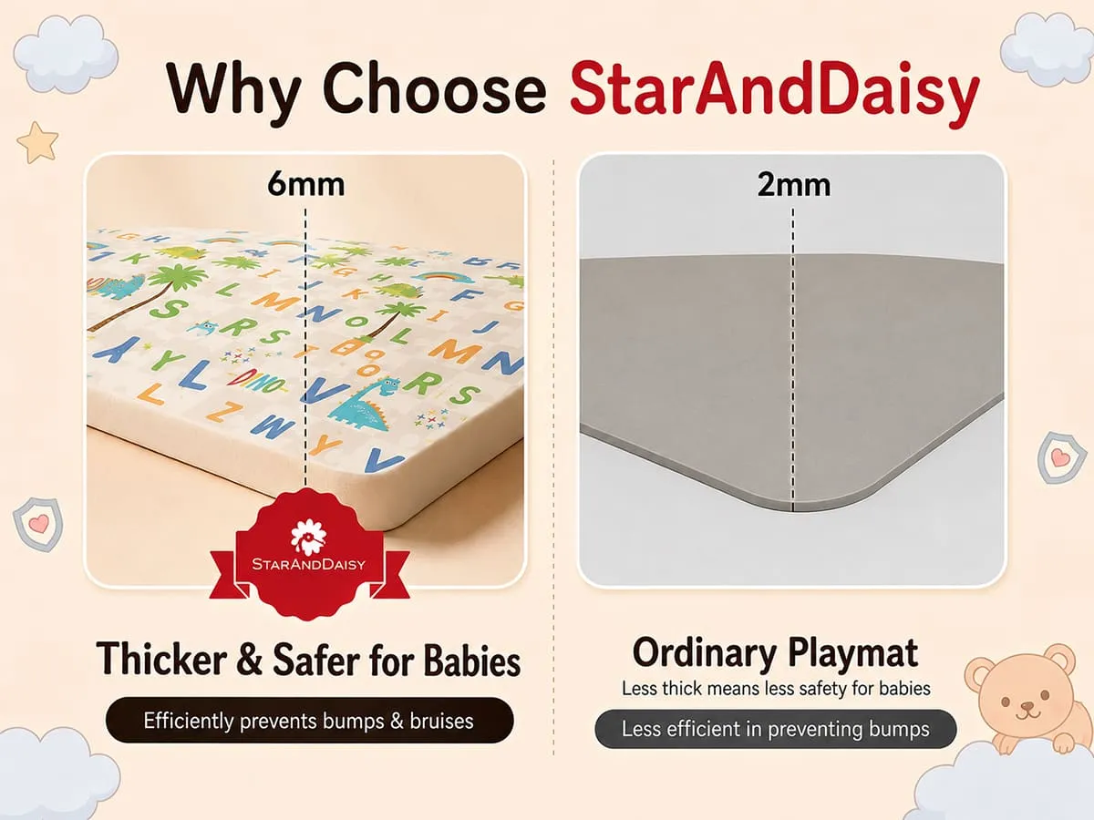 Baby Play Mat 6 × 5 ft, 6mm Thick Foldable XPE Foam Mat