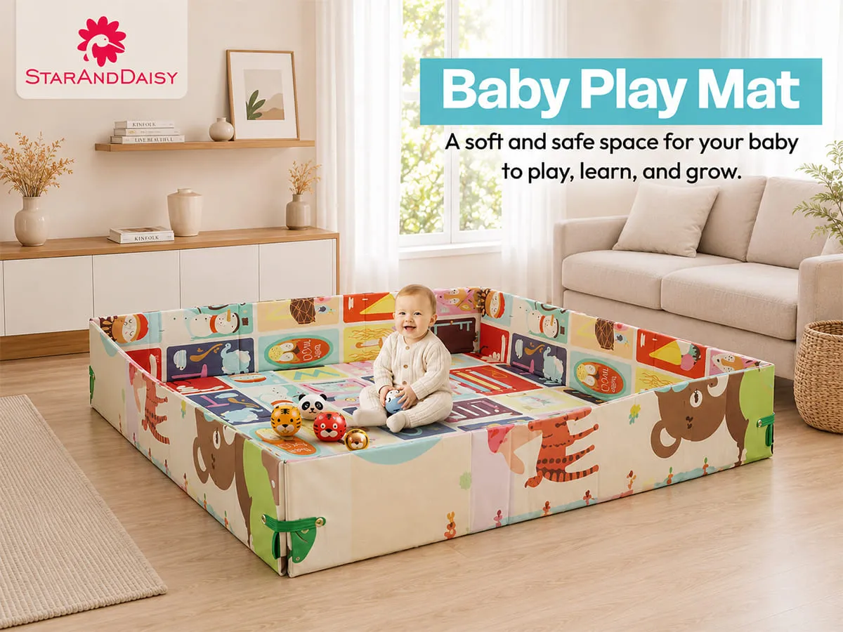 Baby Play Mat 6 × 5 ft, 6mm Thick Foldable XPE Foam Mat