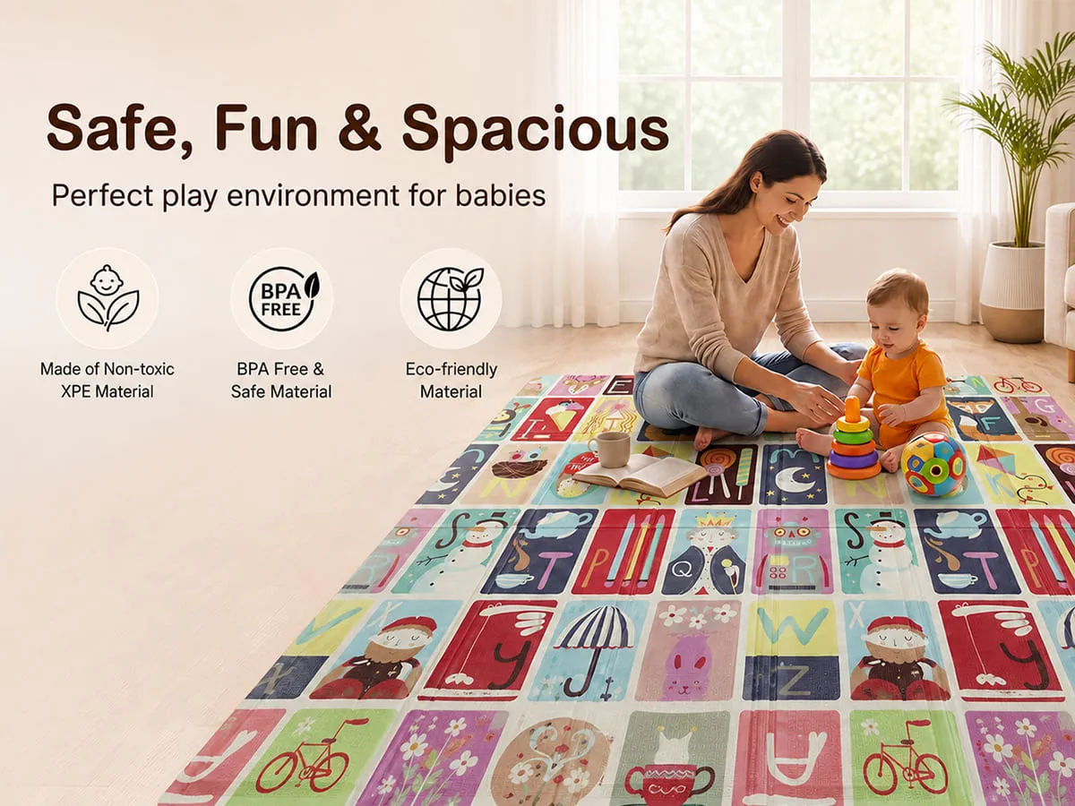 Baby Play Mat 6 × 5 ft, 6mm Thick Foldable XPE Foam Mat