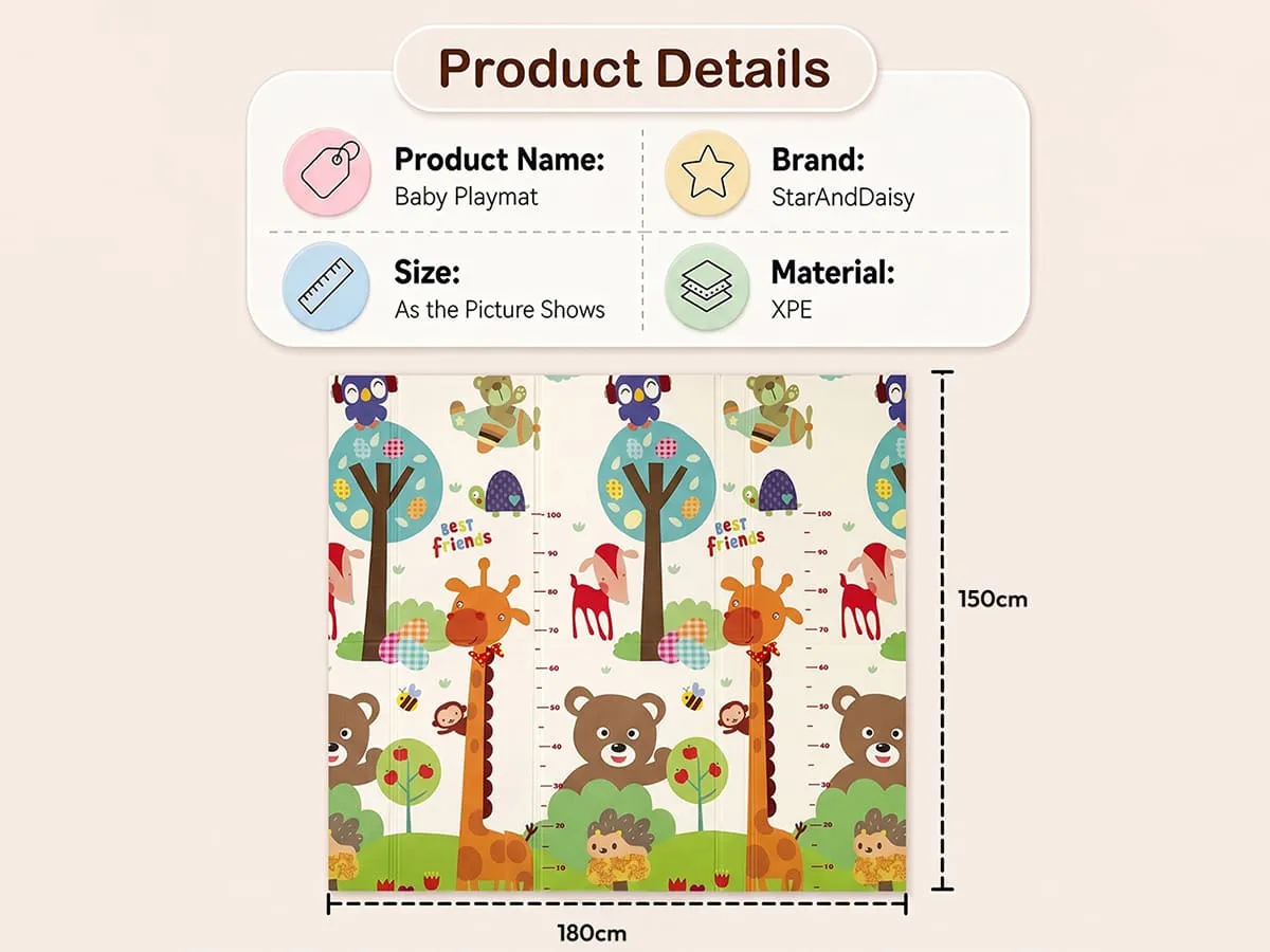 Baby Play Mat 6 × 5 ft, 6mm Thick Foldable XPE Foam Mat