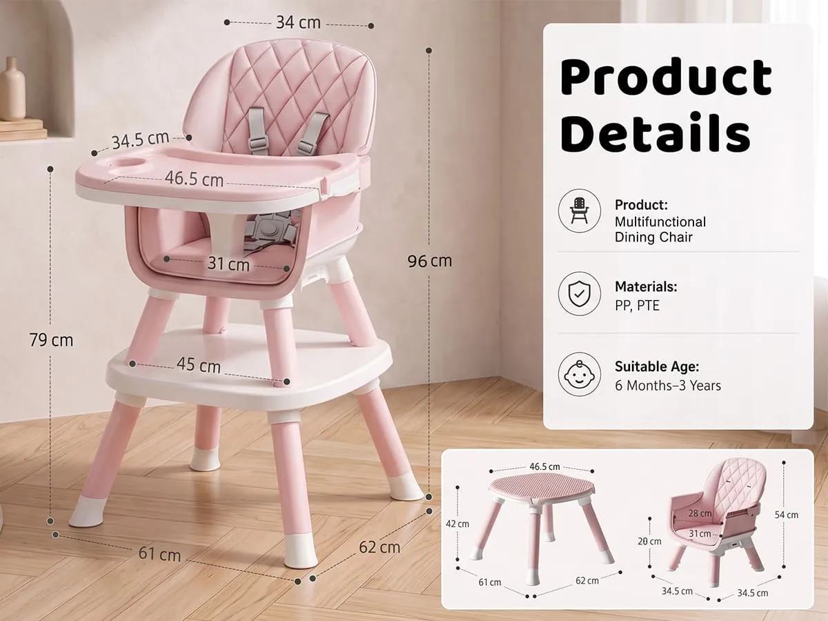 Multi-functional Baby Dining High Chair & Booster Seat