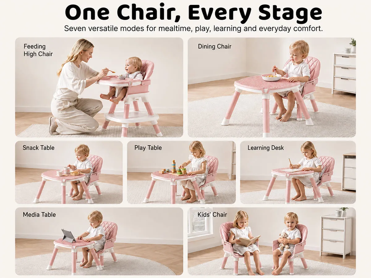 Multi-functional Baby Dining High Chair & Booster Seat