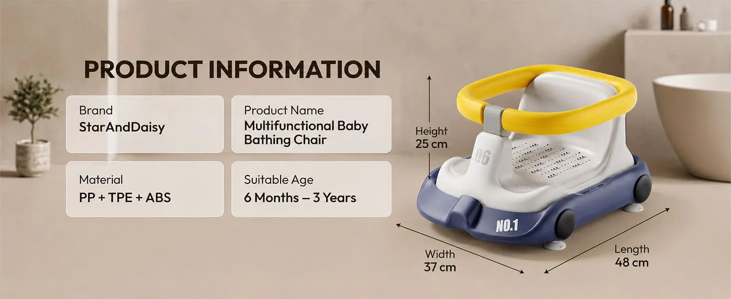 Multifunctional Baby Bathing Chair with 360° Safety Rail