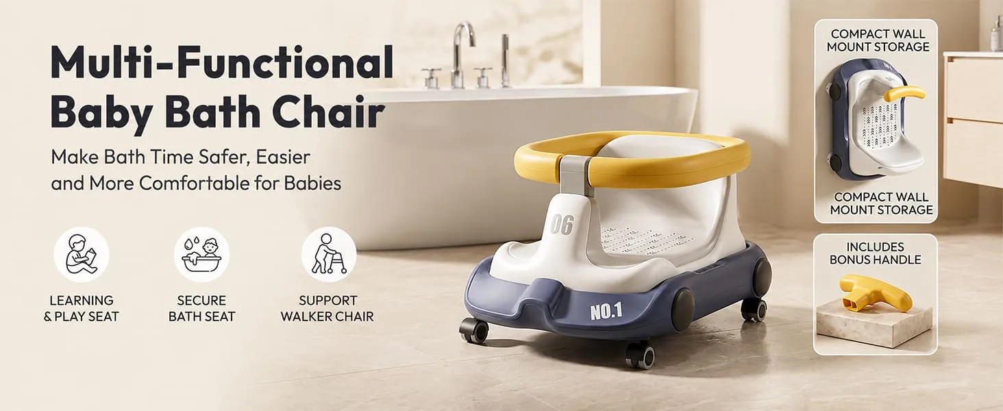 Multifunctional Baby Bathing Chair with 360° Safety Rail